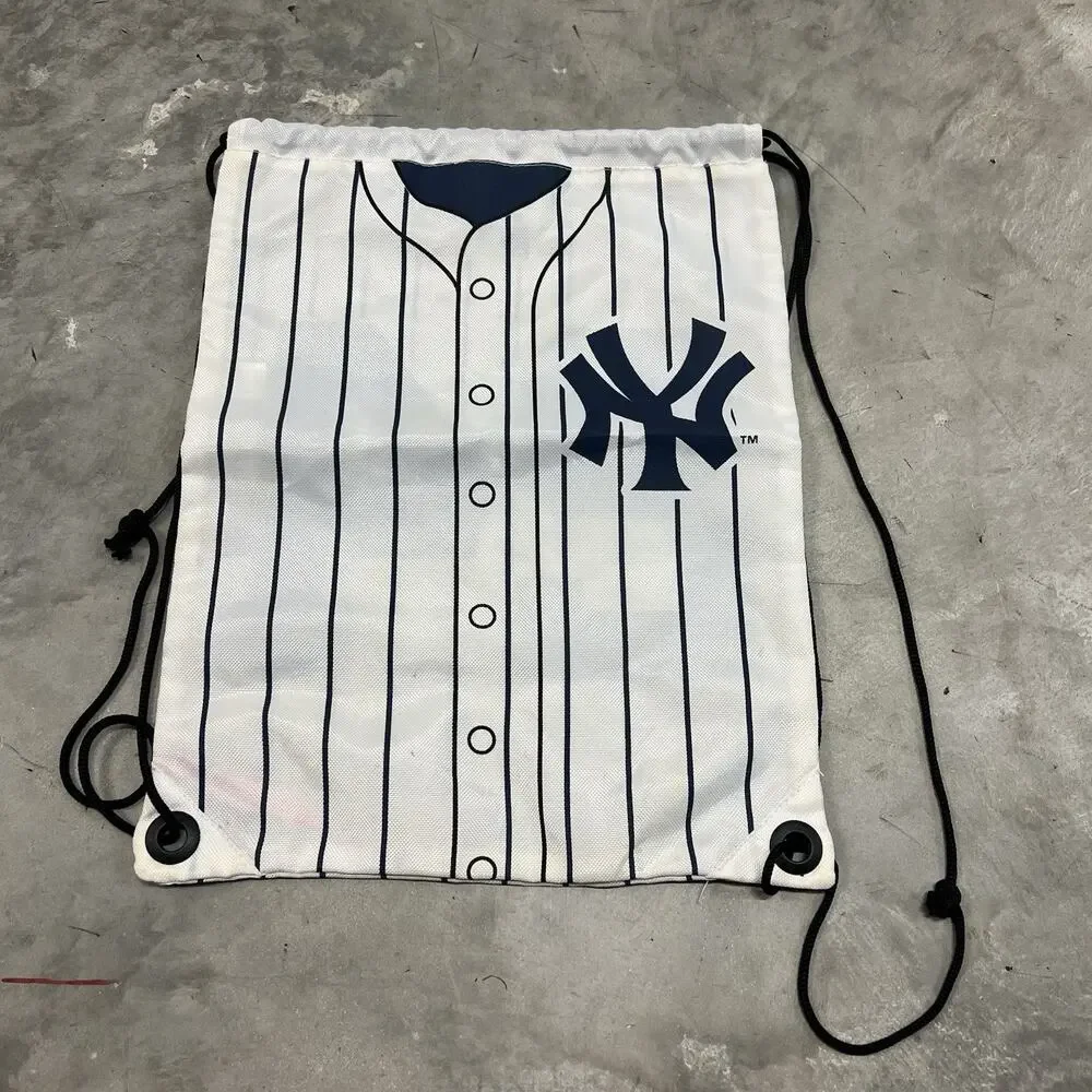 New York Yankee Drawstring Backpack #24 White Pinstripes Bag